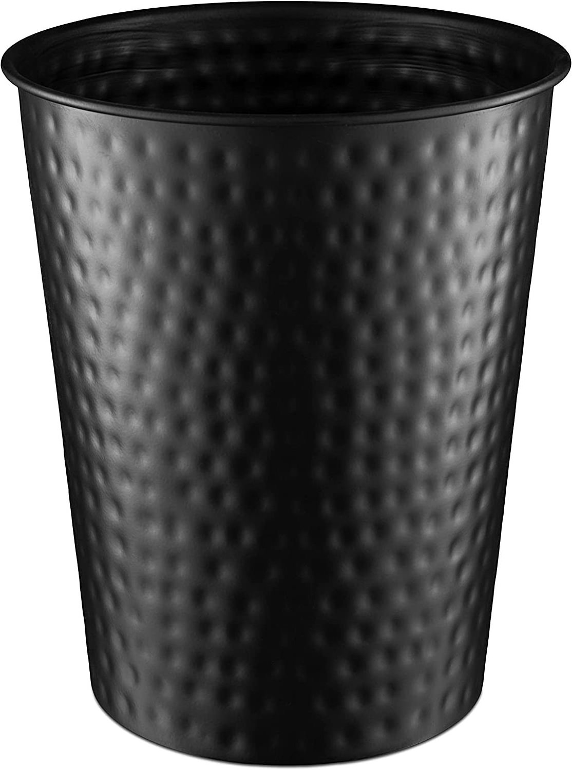 Black Powder Coated Metal Dustbin basket for Office Hammered Design Trash Can Bathroom Compost Bin