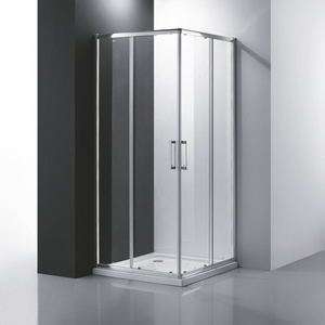 6mm Double Rollers Corner Enter Bathroom Glass Doors Shower Tray and Shower Set with Frame Tempered Glass Clear/frosted Glass