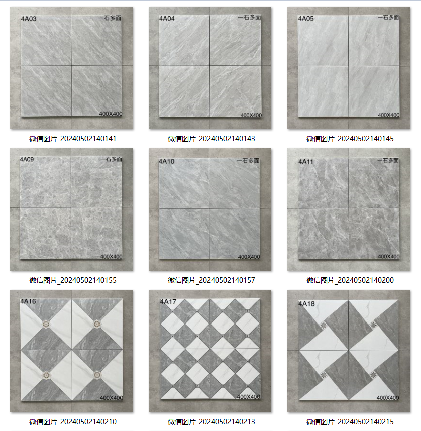 Antique Matte 400*400mm Glazed Cement Non-Slip Tiles Modern Rustic Stone Texture for Interior for Bathroom Balcony Room Flooring