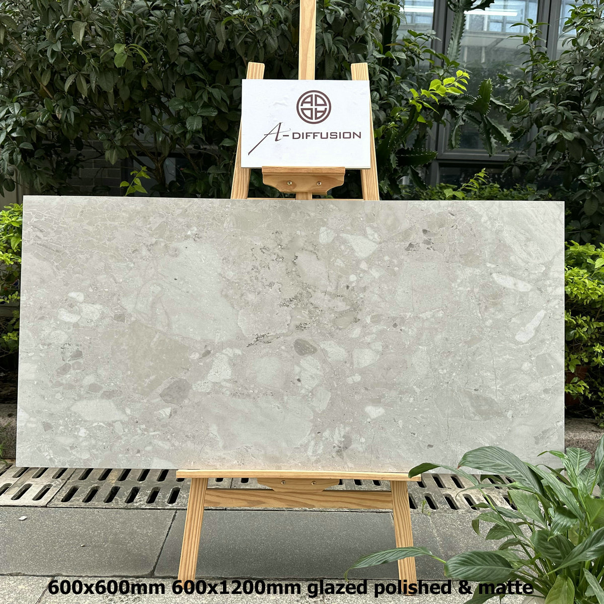 Bestseller 600x600 600x1200 Polished Glazed Polished Grey Terrazzo Modern Interior Wall Tile Square Interior Decoration