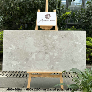 Bestseller 600x600 600x1200 Polished Glazed Polished Grey Terrazzo Modern Interior Wall Tile Square Interior Decoration