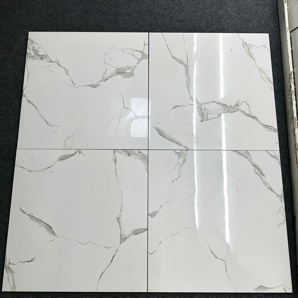 60x60,60x120,80x80cm Carrara White Ceramic Tiles Modern Marble Look Flooring Glazed Surface High Quality Porcelain Tile Warranty