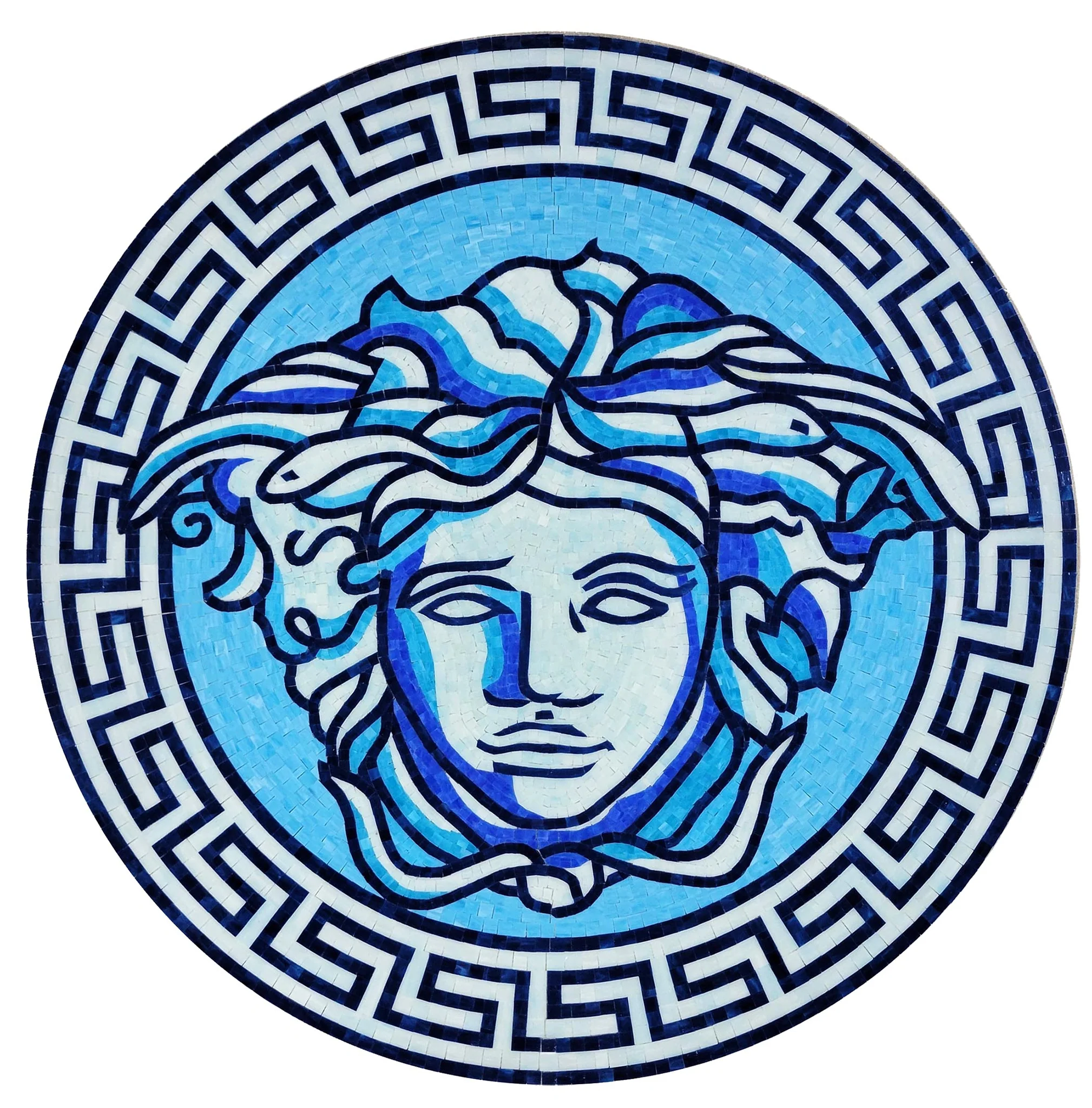 Modern Design Goddess Medusa Medallion Glass Swimming Pool Mosaic Polished Square Tiles for Wall Floor Interior for Villa-60\