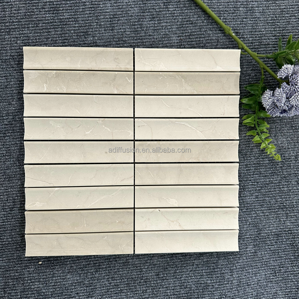 Backsplash luxury Tile Mosaic Stone Marble Wall Art camber concave surface marble mosaic royal botticino