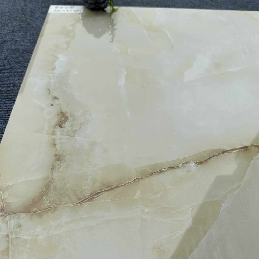 hot selling 600x600mm  jade beige marble look full polished glazed glossy flooring tiles