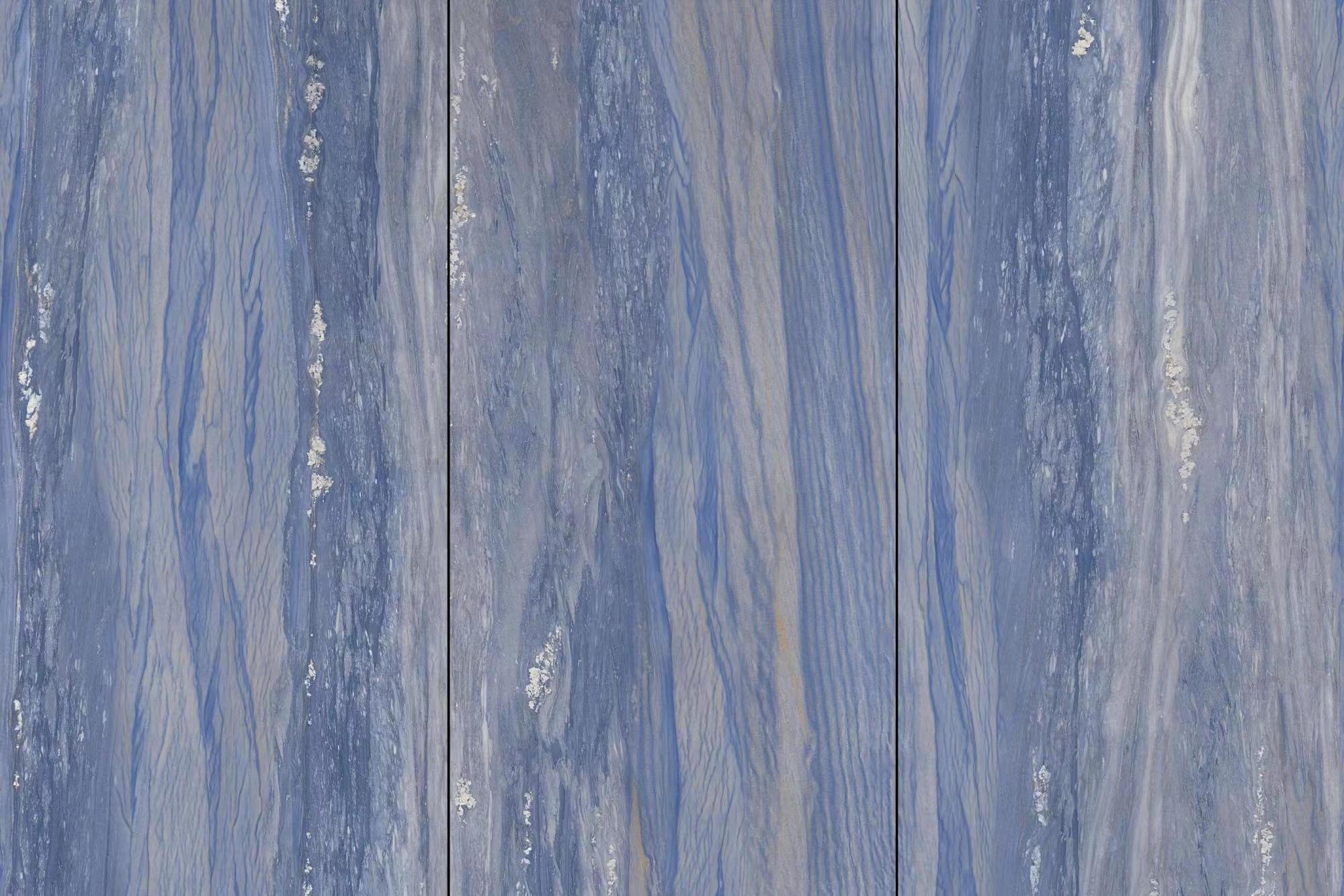 Polished Glazed 1200x2400x9mm Blue Marble Stone Slab Wall Tiles Modern Design for TV Background for Rooms Hotels and Interiors