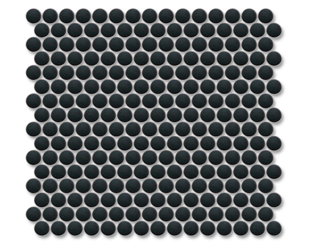 black color penny round unglazed porcelain outdoor stone mosaic tile backsplash