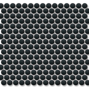 black color penny round unglazed porcelain outdoor stone mosaic tile backsplash