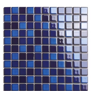 Mixed blue crystalline glazed 25x25mm mosaic wall tile swimming pool decorative porcelain ceramic mosaic tiles 302.5*302.5mm