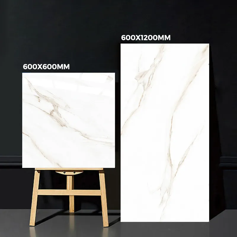 120x60cm 48x24 60x60 24x24  carrara white gold vein marble tiles flooring porcelain with polished and matte surface