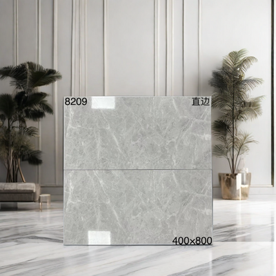 Modern Gray Marble Design 400x800mm Large Format Glossy Slabs Interior Tiles Living Room Hotel Heat Insulation Antibacterial