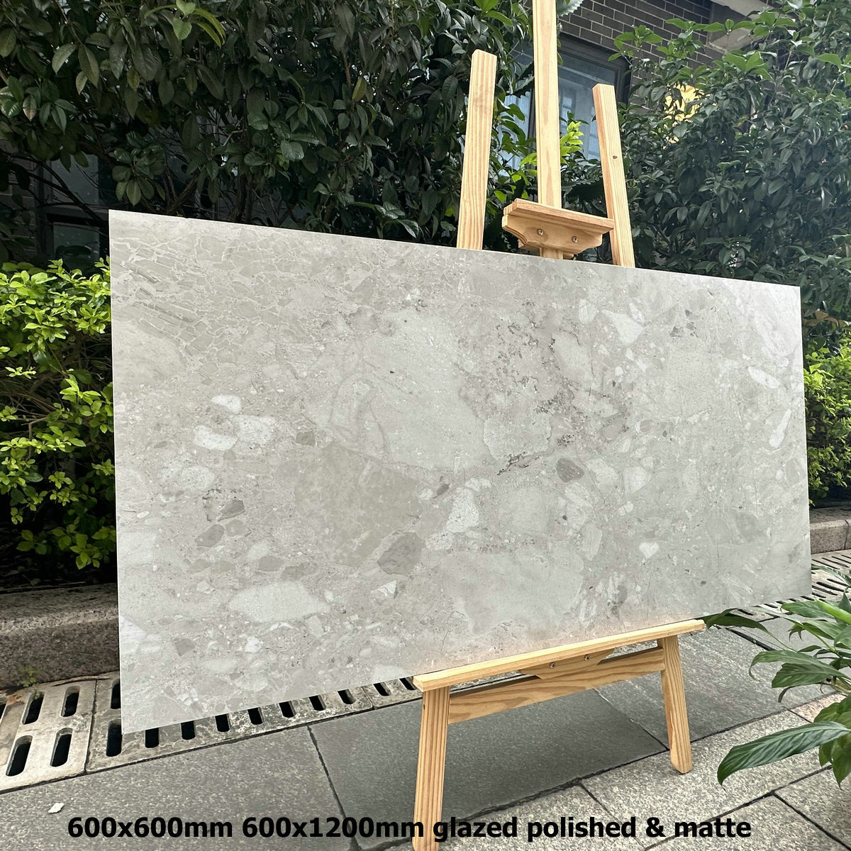 Bestseller 600x600 600x1200 Polished Glazed Polished Grey Terrazzo Modern Interior Wall Tile Square Interior Decoration