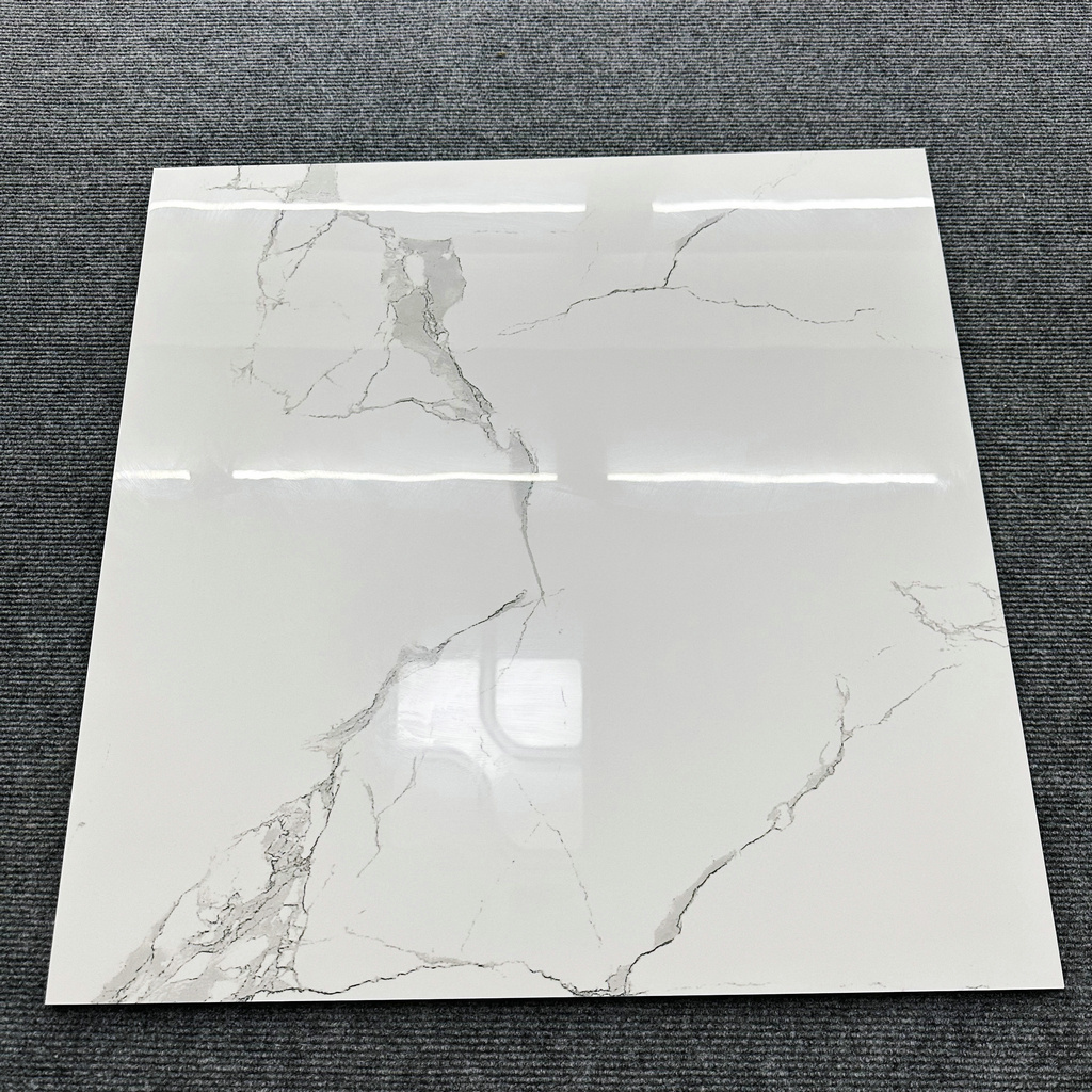 Modern Design carreaux sol 60x60 cm Carrara White Marble Tile Glazed and Polished with Glossy Luster for Interior Flooring