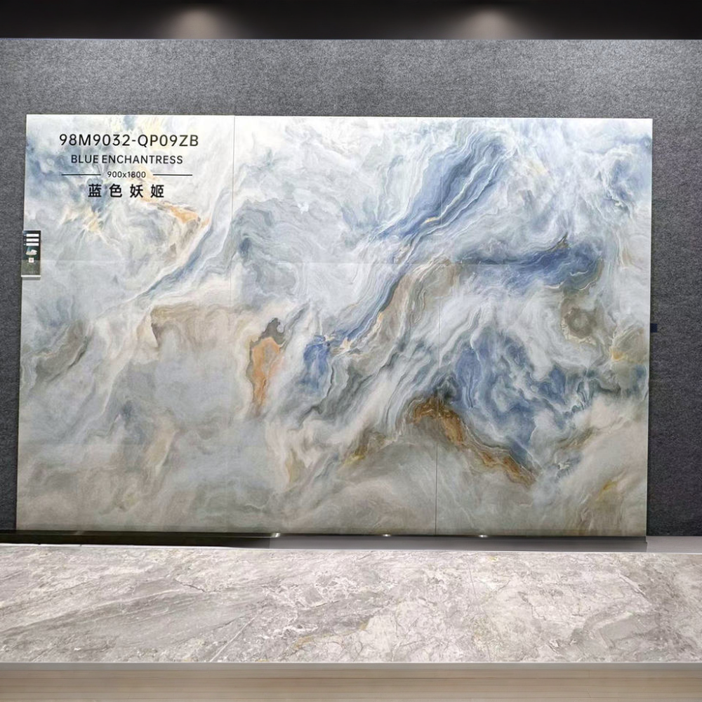 1800x900x9mm Blue Onyx Stone Tiles Sintered Marble Floor Slab for Outdoor Dining Hotel Bedroom Hall Living Room wall murals