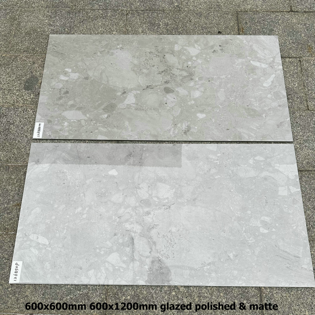 Bestseller 600x600 600x1200 Polished Glazed Polished Grey Terrazzo Modern Interior Wall Tile Square Interior Decoration