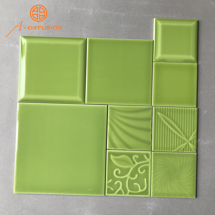 bathroom bathroom ceramic tiles green color 100x100mm 4x4 inch