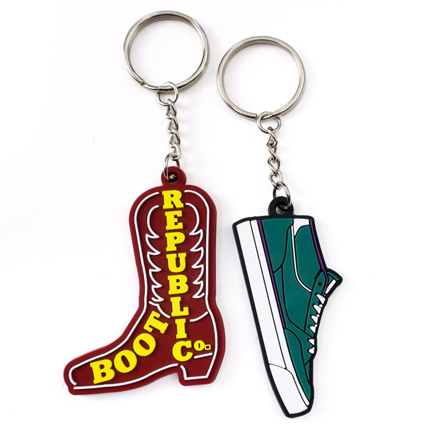 Custom wholesale 2d mini basketball shoes sneaker keychain 3d rubber pvc shoes key ring silicone keychain