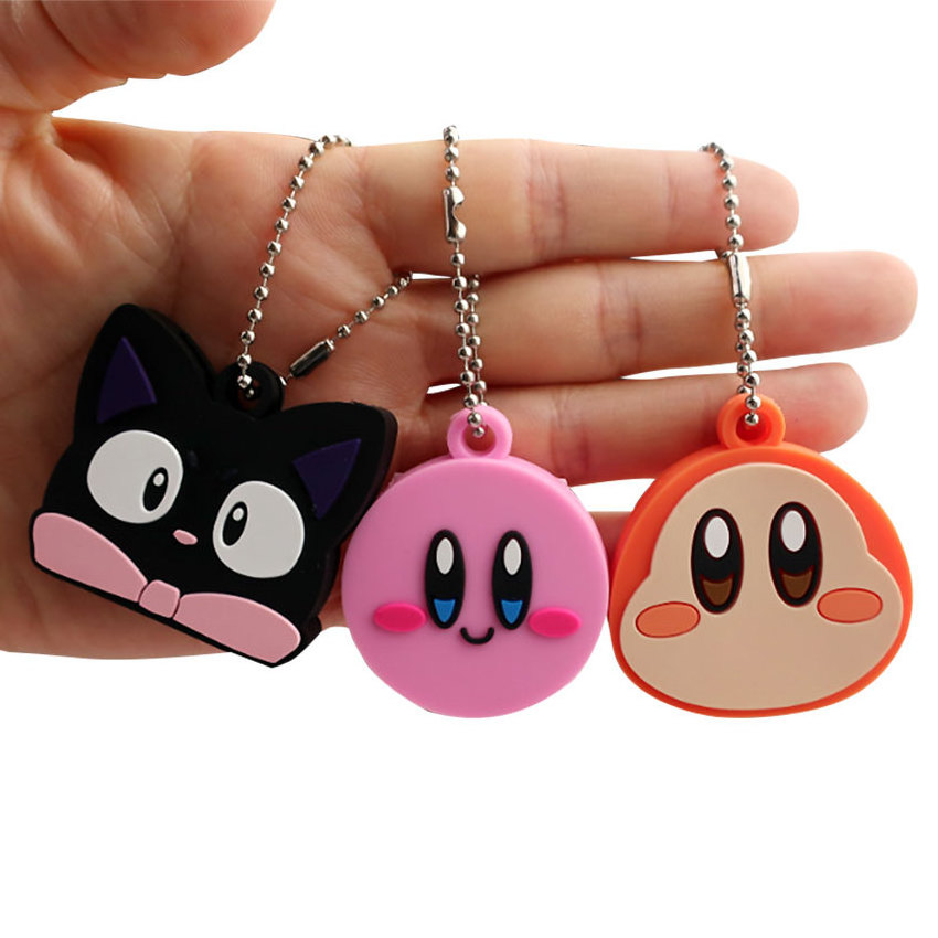 Custom cartoon anime key cover holder caps cute silicone pvc keychain rubber key chains promotional gift key covers