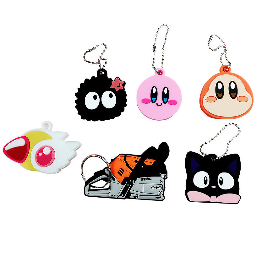 Custom cartoon animal cute silicone key chains women funny key holder caps kids party gift cute key covers