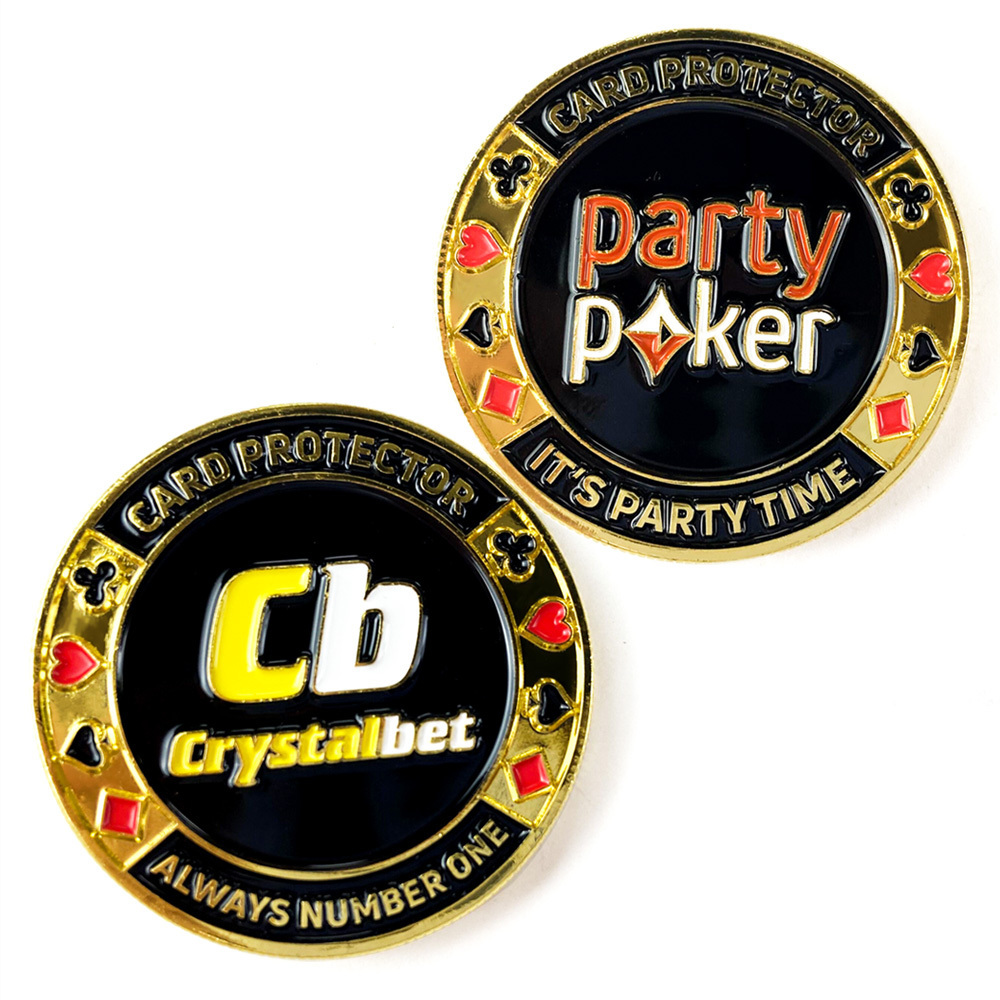 Custom gold plated Metal Poker Chip Guard Card Protector coin and Poker Game lucky token coin