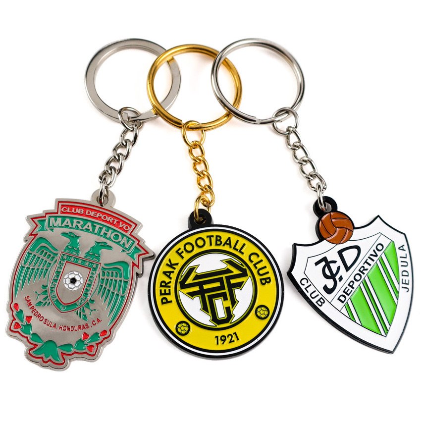 Custom logo promotional personalized baseball soccer metal key chain keychain for engraving