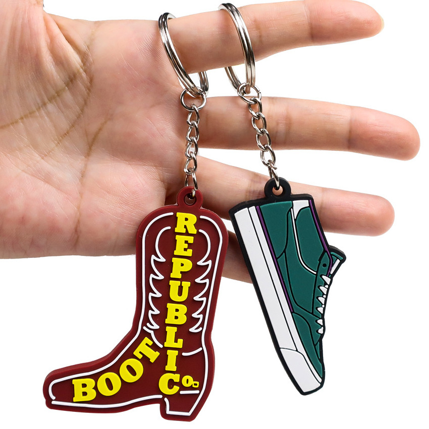 Custom wholesale 2d mini basketball shoes sneaker keychain 3d rubber pvc shoes key ring silicone keychain