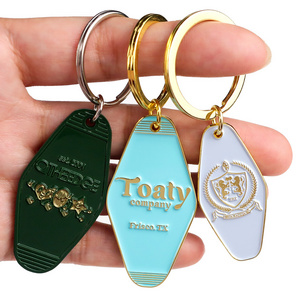 Custom key tag room hotel key chain blank logo printing metal zinc alloy retro motel Keychains key holder