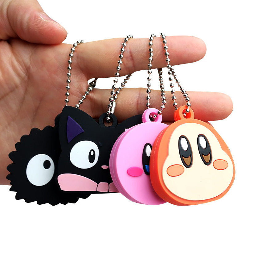 Custom cartoon animal cute silicone key chains women funny key holder caps kids party gift cute key covers