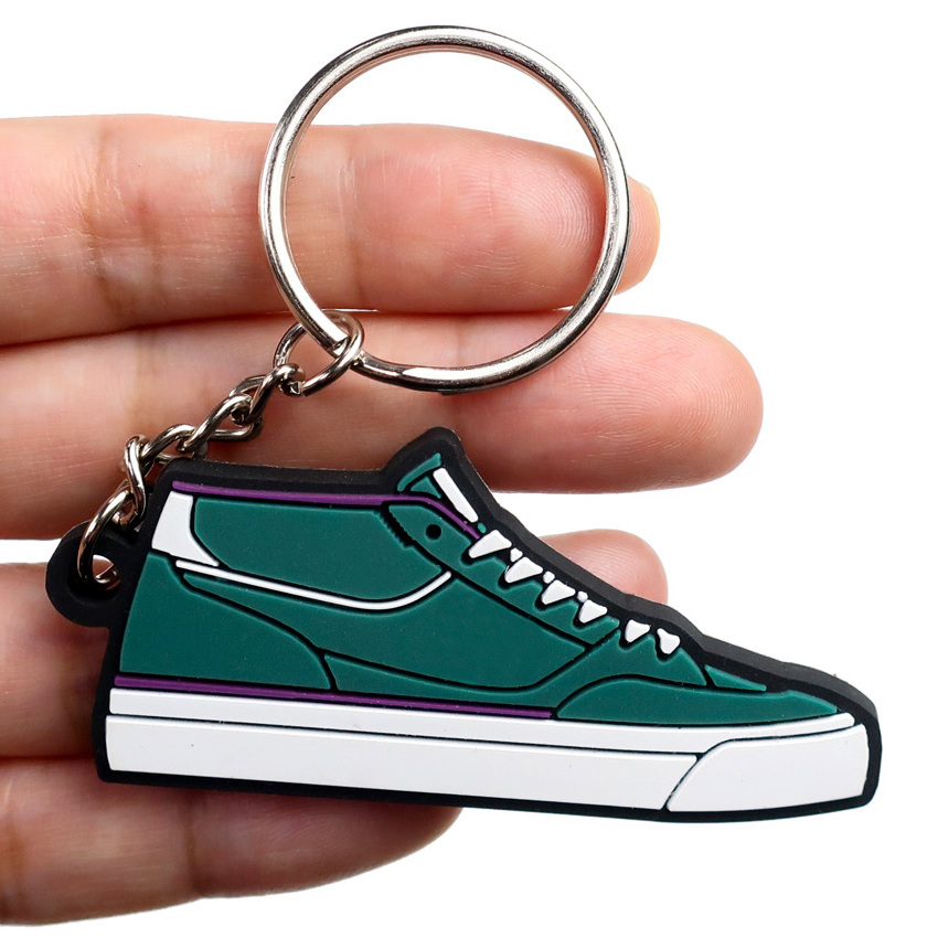 Factory custom mini sneaker silicone keychain 2d pvc shoes keyring rubber key chains wholesale