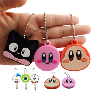 Custom cartoon animal cute silicone key chains women funny key holder caps kids party gift cute key covers