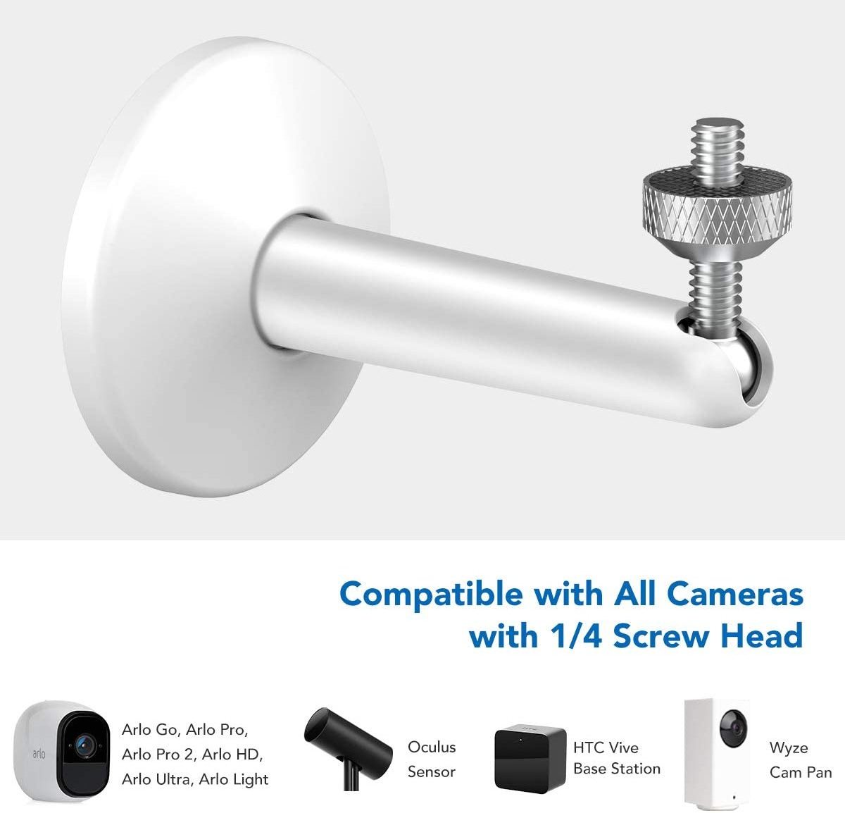 Security Camera Metal Wall Mount for Ring Stick up Cam Arlo, Eufy Series Compatible Cam with 1/4 inch Screw Head