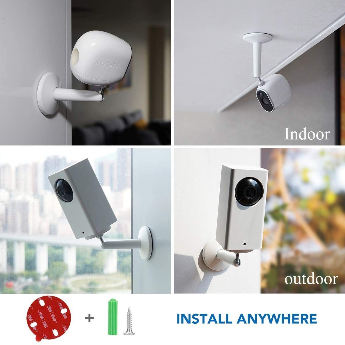 Security Camera Metal Wall Mount for Ring Stick up Cam Arlo, Eufy Series Compatible Cam with 1/4 inch Screw Head