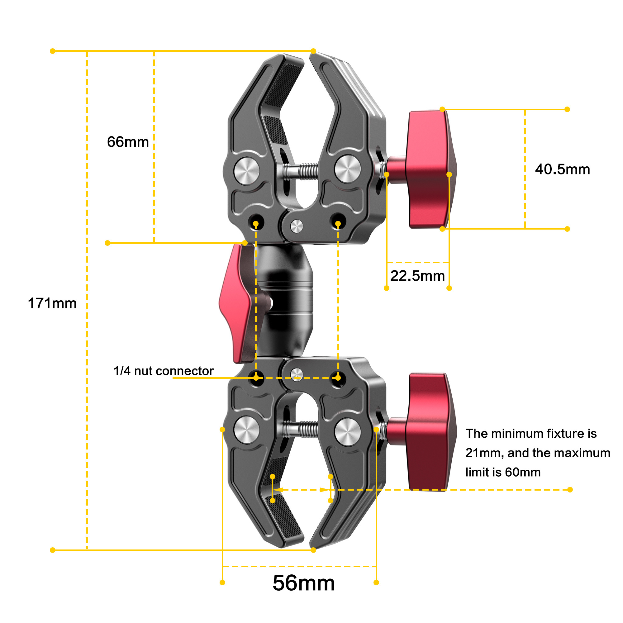 Double Metal Super Clamp Articulating Magic Arm Clip 360 Swivel Ball Dual-Head Super Clamp for Umbrella Monitor LED Light