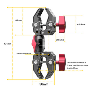 Double Metal Super Clamp Articulating Magic Arm Clip 360 Swivel Ball Dual-Head Super Clamp for Umbrella Monitor LED Light