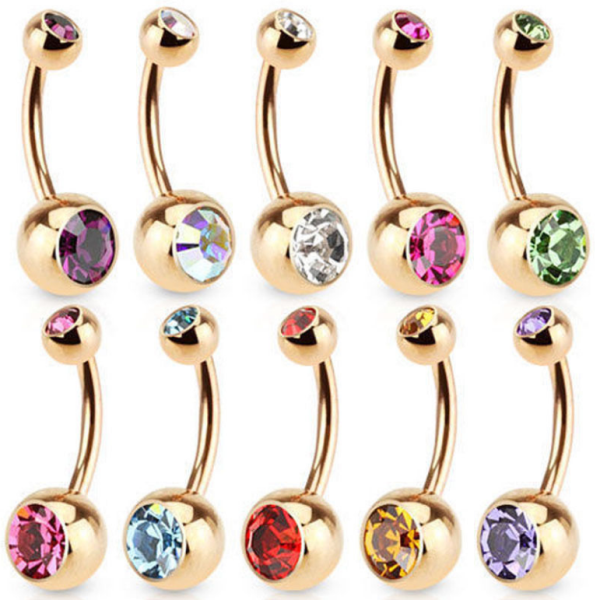 Best selling navel ring piercing surgical steel gem belly button ring wholesale