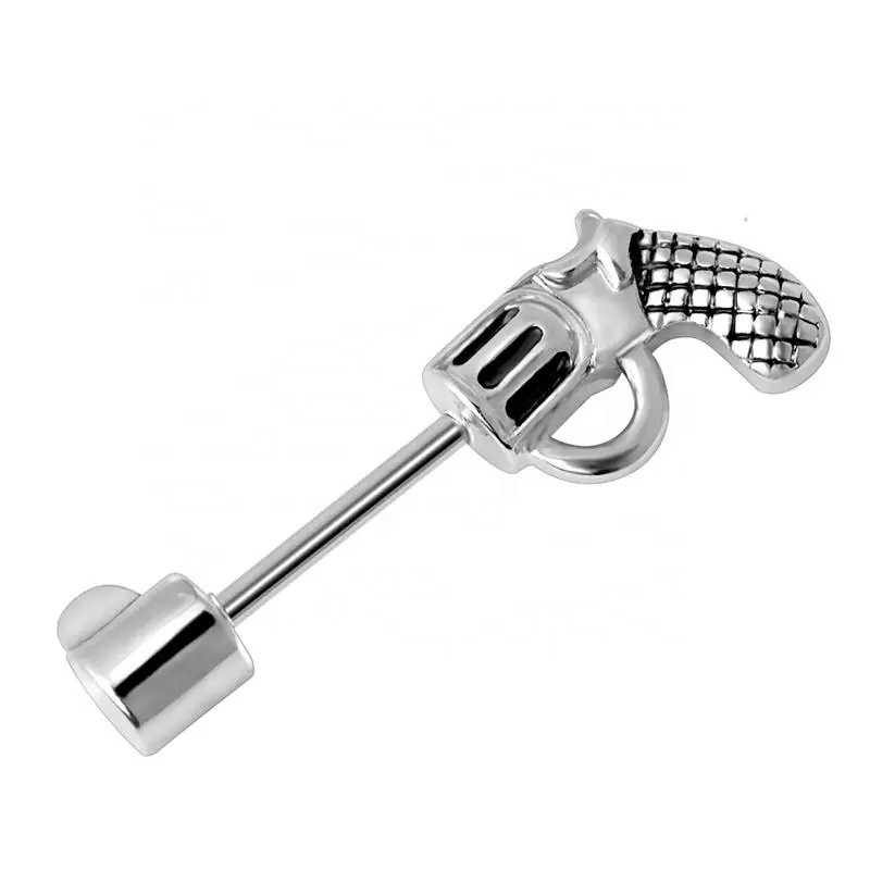 Stainless steel cool guy gun shaped nipple piercing ring body jewelry wholesale