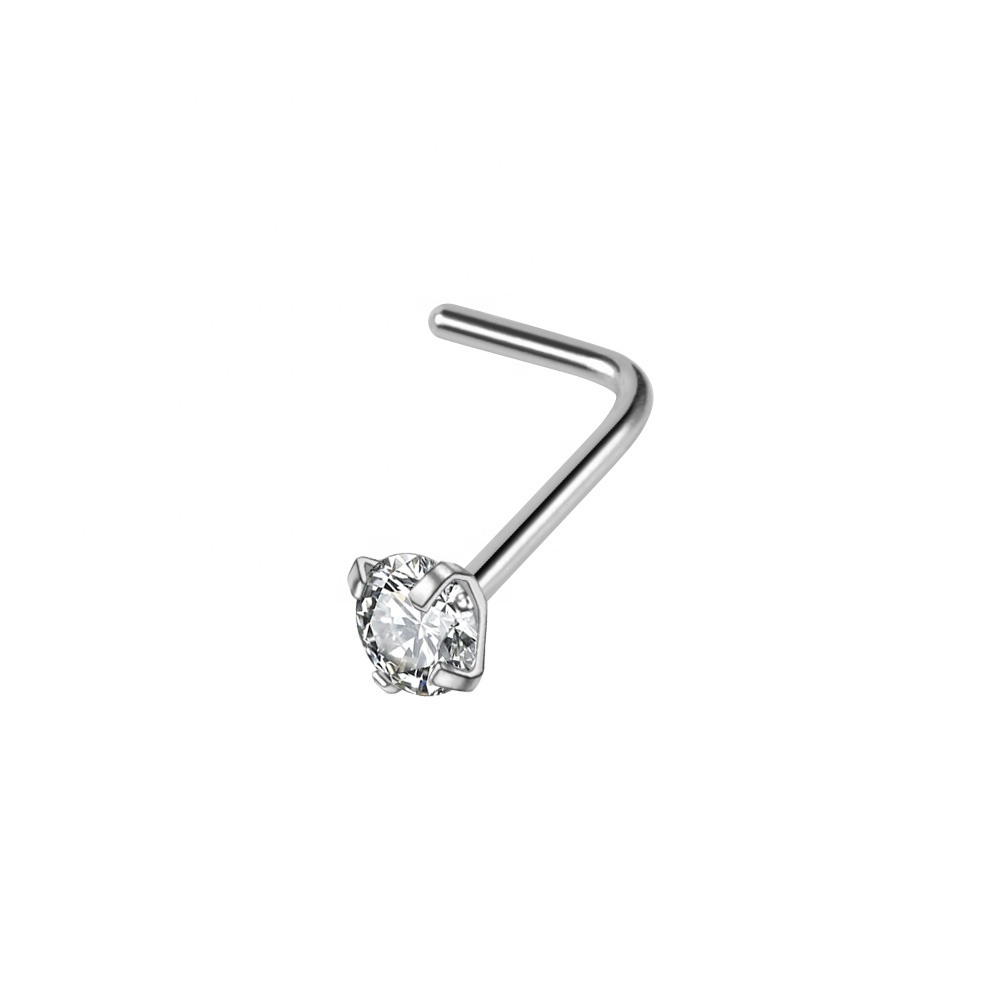 Surgical stainless steel 20 gauge nose ring nose piercing with cz stone jewelry