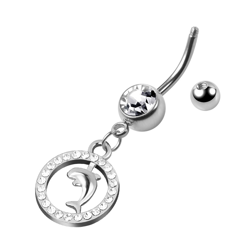 New fashion belly ring stainless steel sexy piercing navel barbell dolphin design belly button rings for female male