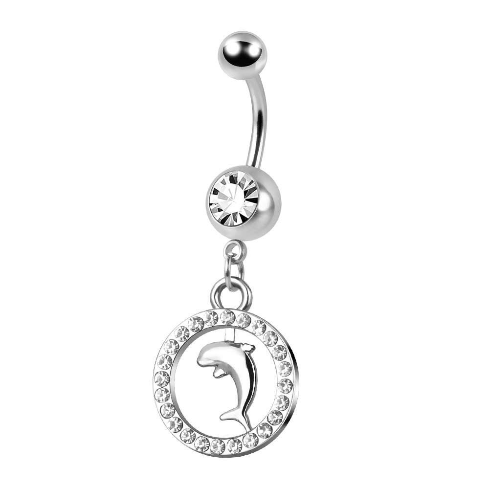 New fashion belly ring stainless steel sexy piercing navel barbell dolphin design belly button rings for female male