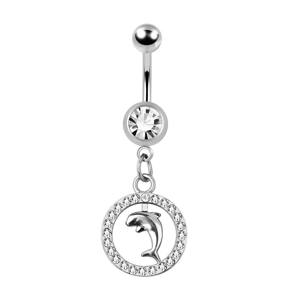 New fashion belly ring stainless steel sexy piercing navel barbell dolphin design belly button rings for female male