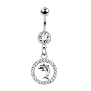 New fashion belly ring stainless steel sexy piercing navel barbell dolphin design belly button rings for female male