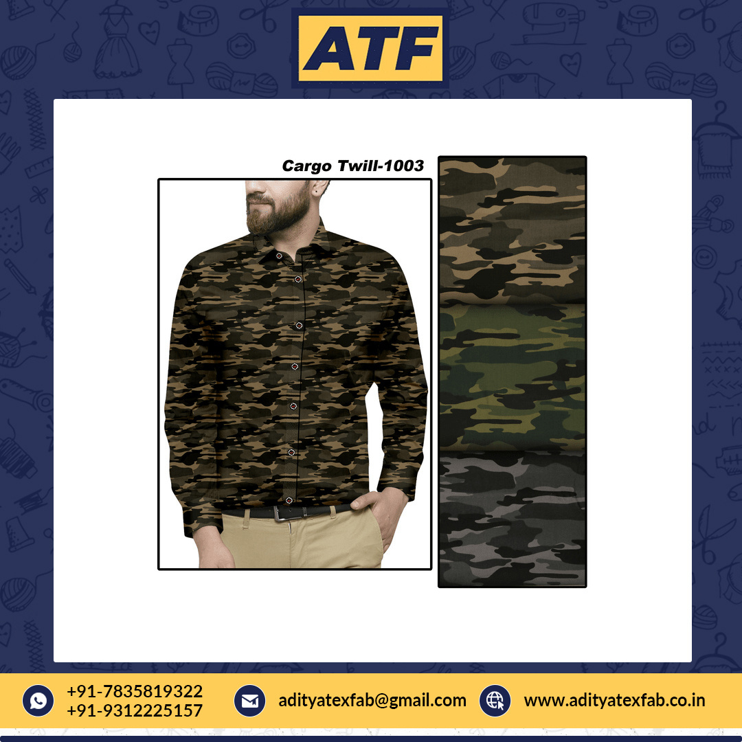 Top Selling Medium Weight Textile Raw Material Camouflage Twill 30/30  Pure Cotton Woven 135 gsm Combed Fabric for Garments