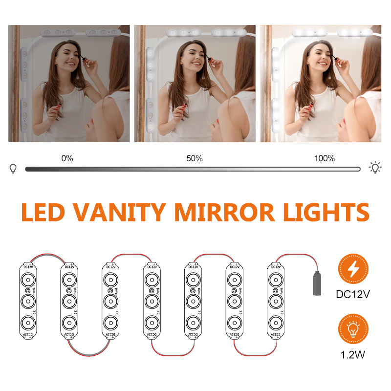 20PCS Dimmable Bulbs DIY Hollywood Style LED Makeup Vanity Mirror Light With Adapter Mirror Lighting Fixture Strip For Bathroom