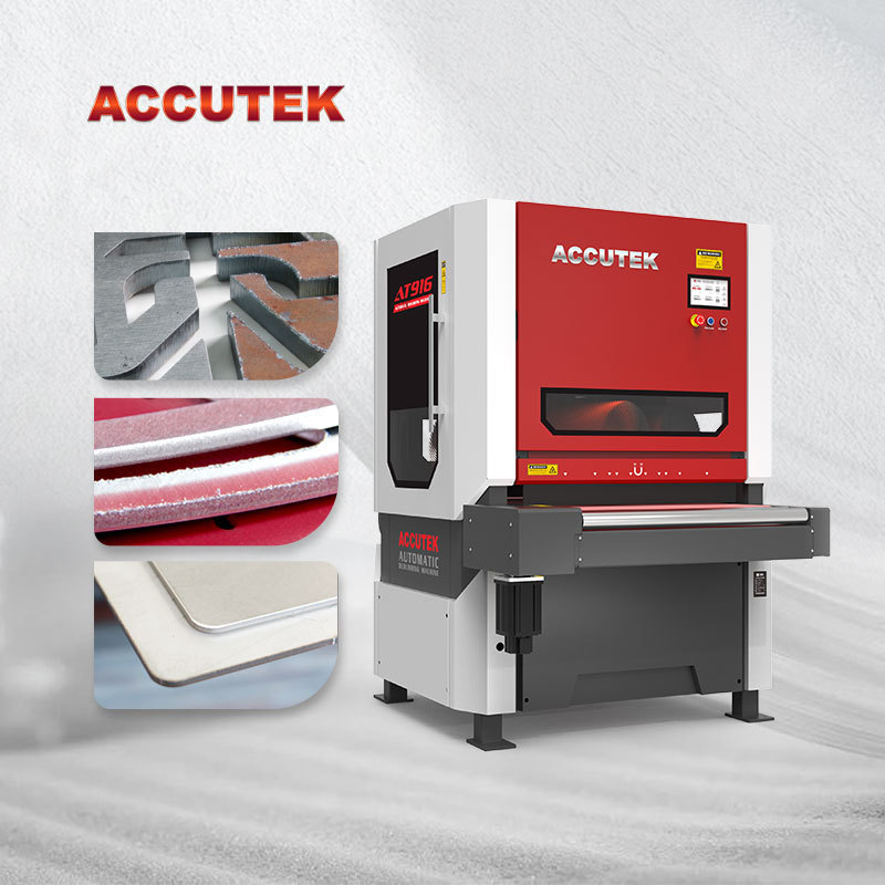 Accutek AT916 CNC metal plate polishing 4 Roller brush chamfering deburring machine for laser cutting parts