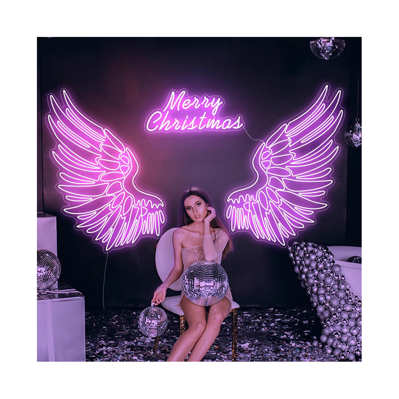 Free-Custom-design  Let's Party Neon Lights LED Neon sign  wings noen light