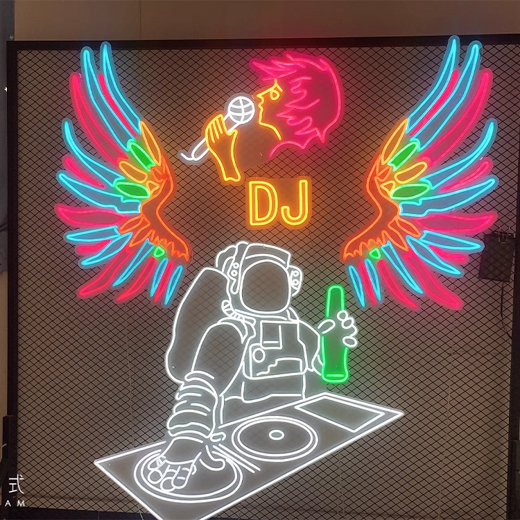 Free-Custom-design  Let's Party Neon Lights LED Neon sign  wings noen light