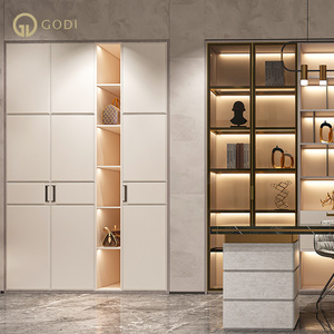 GODI Custom Design Luxury High End Pvc Melamine Mdf Minimalist Wooden Walk-in Closet Open Cloakroom Wardrobes