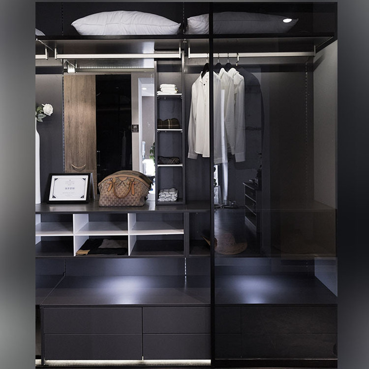 GODI Modern Modular Freestanding Bedroom Closet Wardrobes High Glass Sliding Door Wardrobe