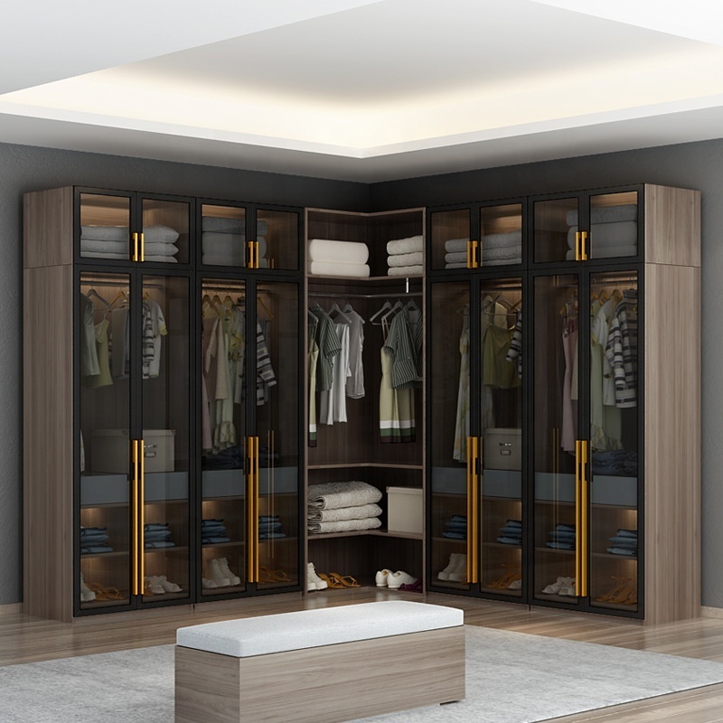 GODI Luxury Modern Walk In Wardrobe Cabinet Storage Wardrobe Dressing Room Storage Furniture Hotel Closet