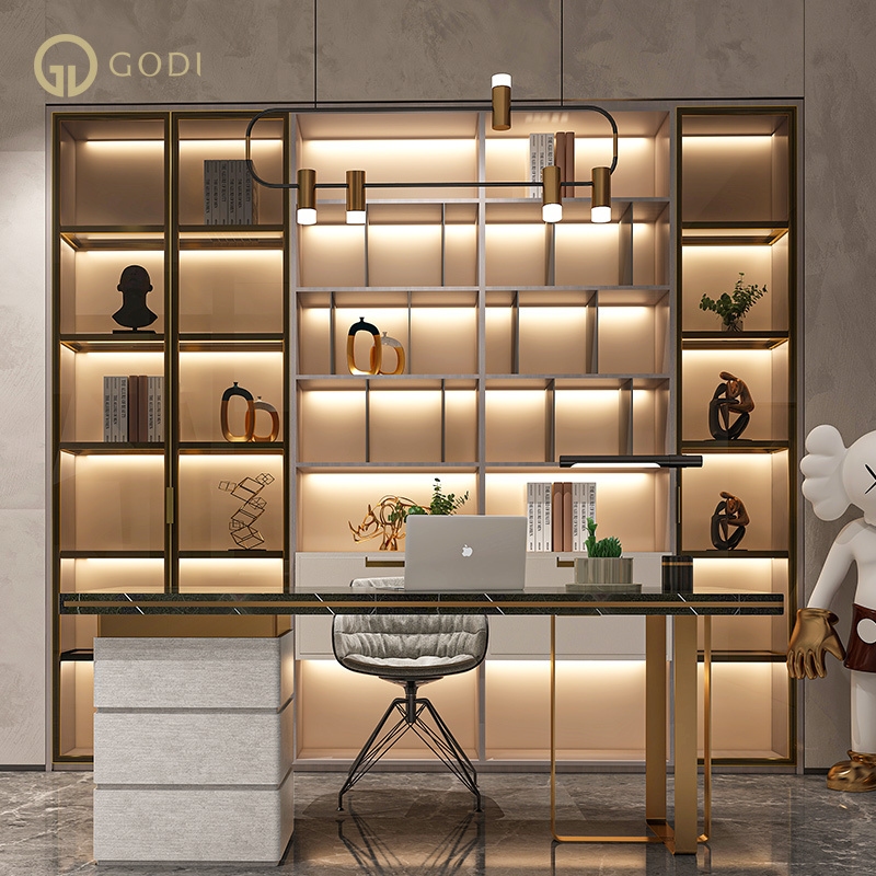 GODI Custom Design Luxury High End Pvc Melamine Mdf Minimalist Wooden Walk-in Closet Open Cloakroom Wardrobes